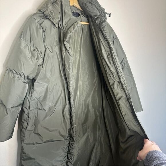 Jenni Kayne Long Down Puffer Jacket in Sage Green Size L - Picture 4 of 12